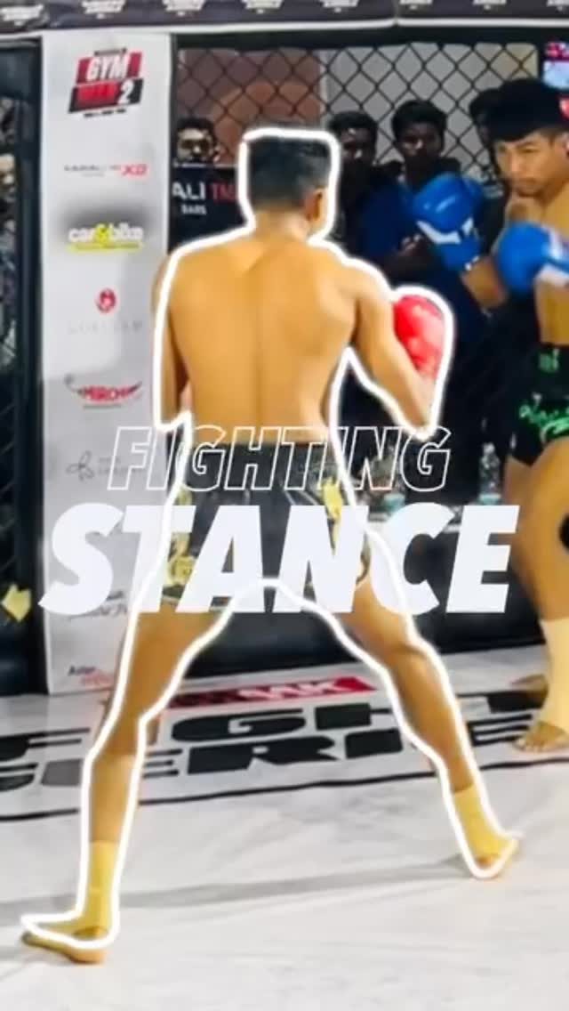 Fighting stance in the cage